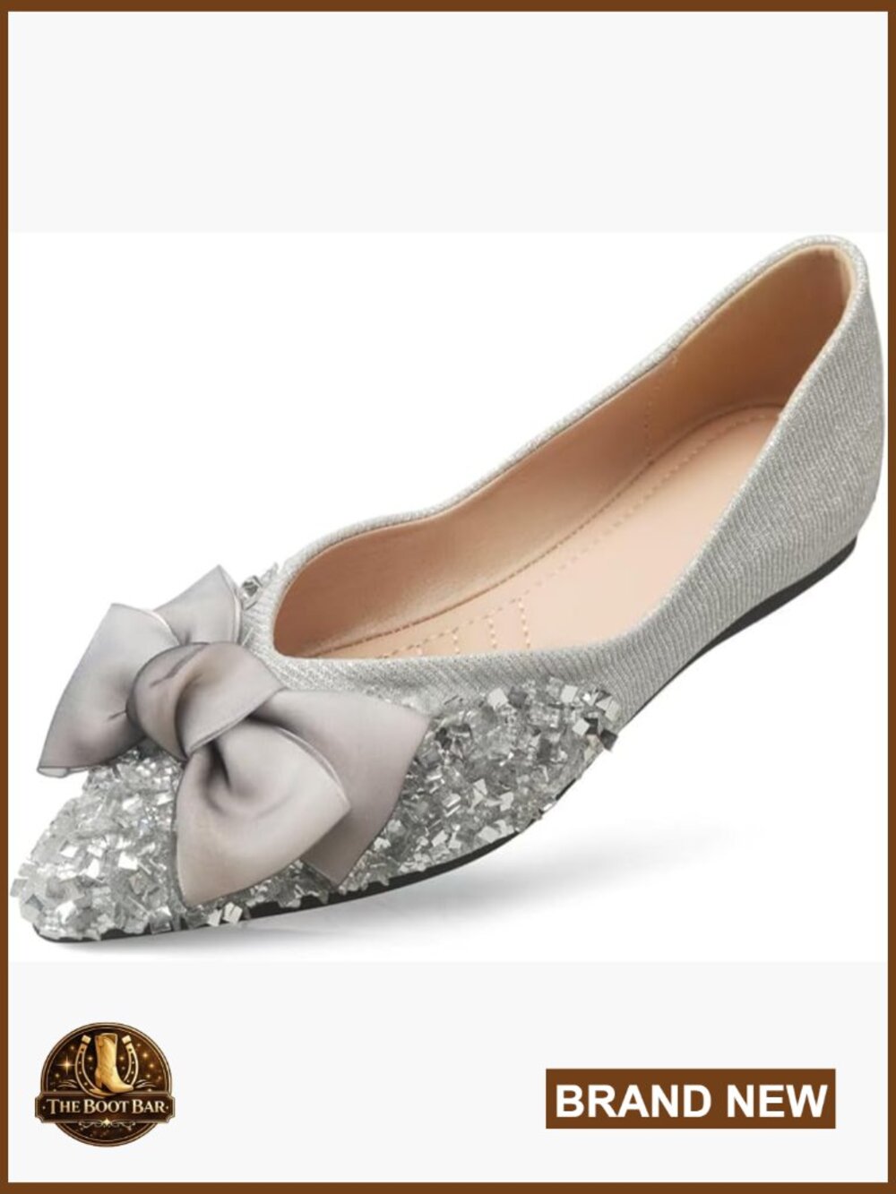 Women's Rhinestone Bow Flat Comfort Dress Shoes